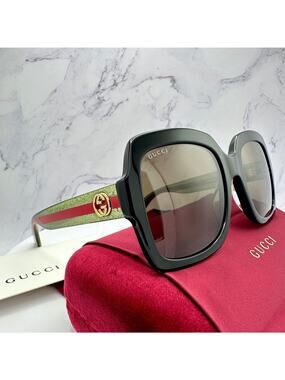 Auth GUCCI Sunglasses Brown/Green/Red Plastic/Goldtone - e61785i Square frame sunglasses in brown | GUCCI® US main image 4